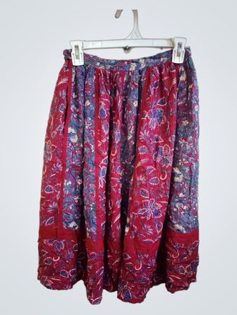 Mayage Damen Roter Blumenmuster Baumwollrock