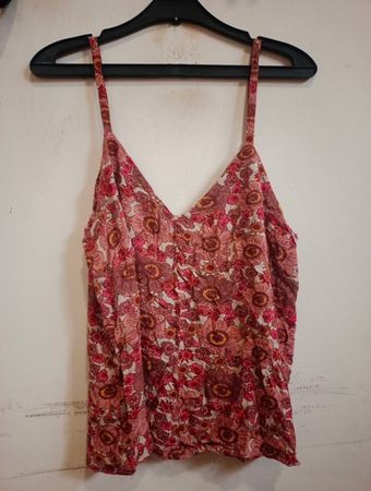 Floral Print Spaghettiträger-Top mit Spitzenbesatz