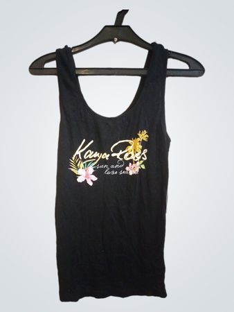 KangaROOS Schwarzes Tanktop mit floralem Grafikdesign