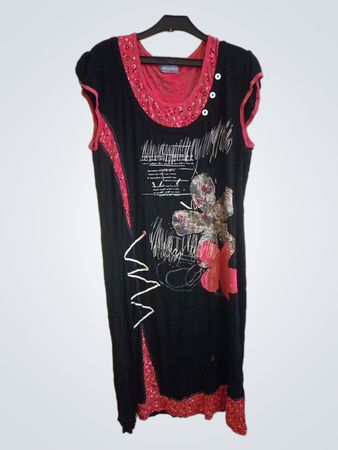 Santi RQ Schwarzes und Pinkes Florales Kleid