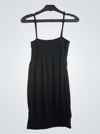 Schwarzes Smocked Babydoll Kleid