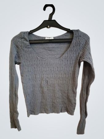 ZARA Graues Texturiertes Langarmtop
