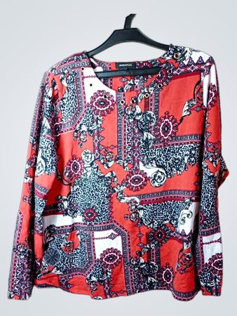 ANTEAPLUS Rote Muster Langarmbluse