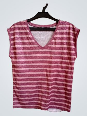 ONLY Gestreiftes V-Ausschnitt T-Shirt