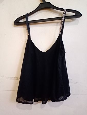 New Look Schwarzes Verziertes Träger-Cami-Top