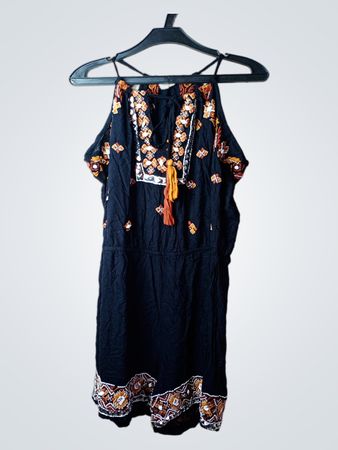 ASTW Schwarzes besticktes Halterkleid