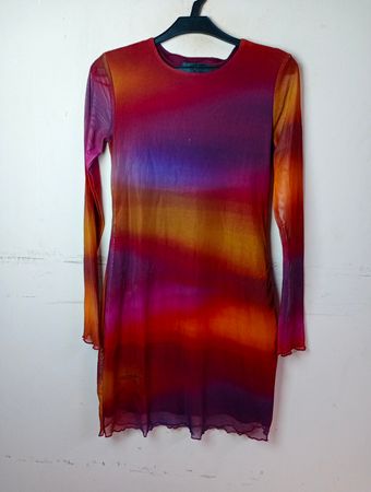 Lefties Damen Langarm-Mesh-Kleid