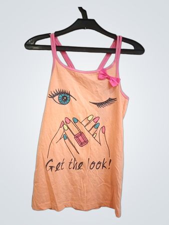 Pfirsichfarbener Tank-Top mit "Get the look!" Grafik