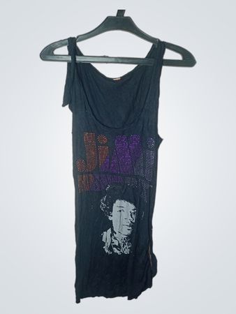 Schwarzes Tanktop mit Jimi Hendrix Grafik