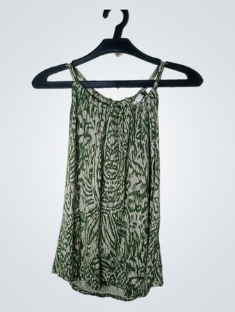 Banana Republic Grünes und Beiges Druck Halter Neck Tanktop