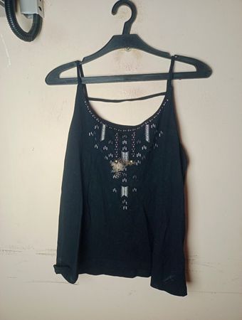 Pura Vida Damen Mood Schwarzes Perlen-Cami-Top