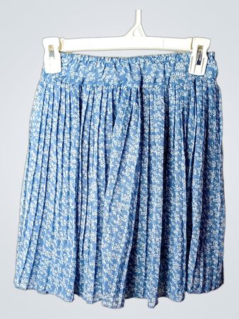 COME Blau Blumendruck Plissee Rock