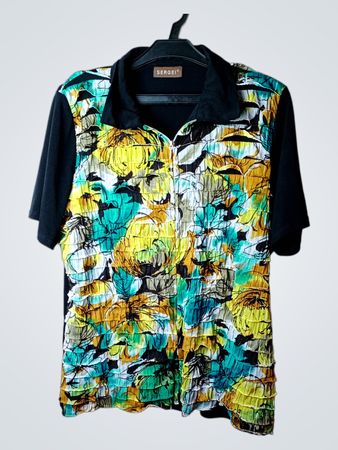 SERGEI Floral Print Collared Zip-Up Shirt