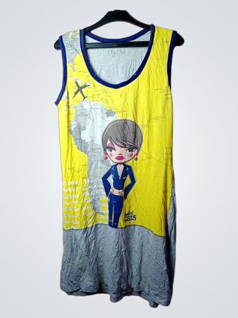 City Girls ärmelloses Kleid mit Karten- und Cartoon-Grafik