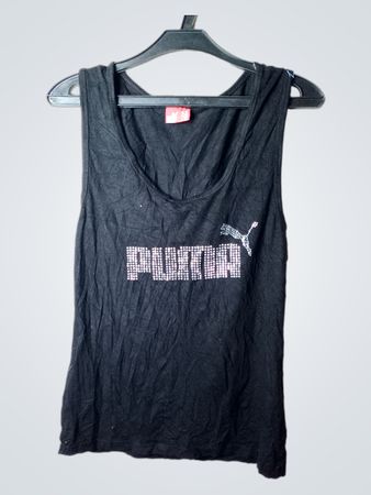 Puma Black Rhinestone Logo Tanktop