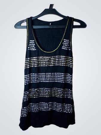 B.Love Schwarzes Tanktop mit Pailletten