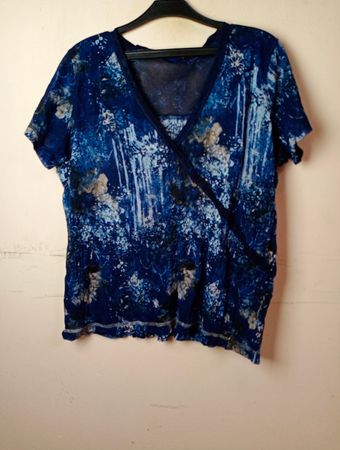 CECIL Blau floral bedruckte Wickelbluse