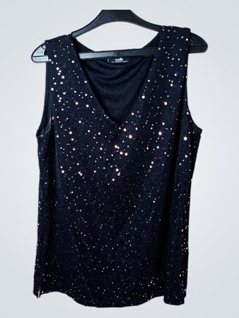 Wallis Schwarzes Pailletten Ärmelloses Top