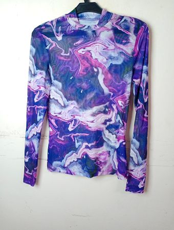 Mesh Mock Neck Langarmoberteil