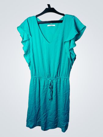 CAMATEU Teal Ruffle Sleeve Dress