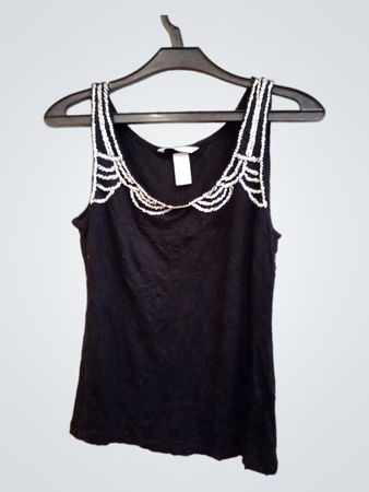 H&M Schwarzes Verziertes Tanktop