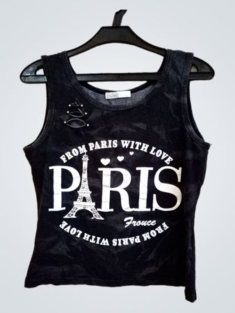 Schwarzes Tanktop mit Paris-Grafik