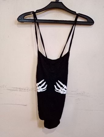 Schwarzer Skelett-Hand-Badeanzug