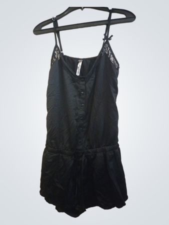 Nuit Douce Schwarzer Spitzenbesatz Jumpsuit