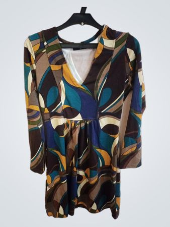 TALEYO Damen Langarmkleid mit abstraktem Druck