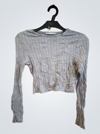 Lefties Graues Rippstrick Langarm-Crop-Top