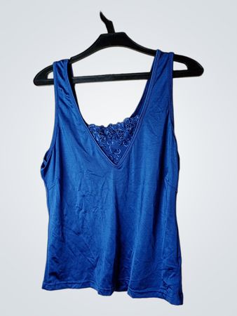 Chicca Blue Lace Trim Tank Top