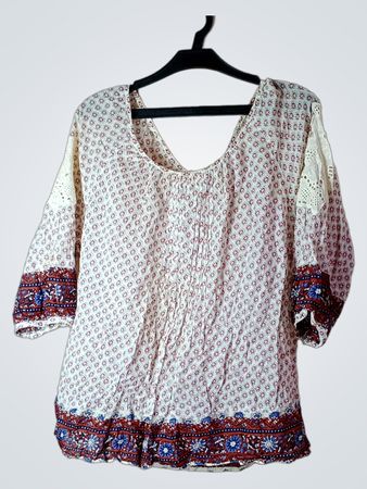 Sfera Damen Bluse mit weißem Blumenmuster Größe L