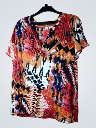 WISSMAO Bedrucktes V-Ausschnitt T-Shirt