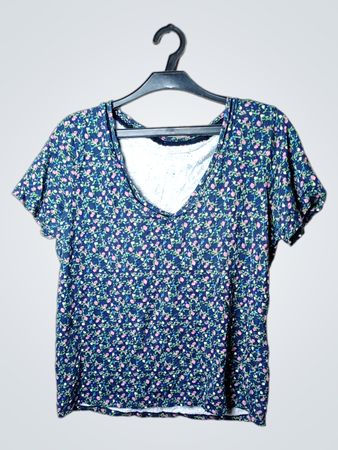 FEEL Floral Print V-Ausschnitt T-Shirt