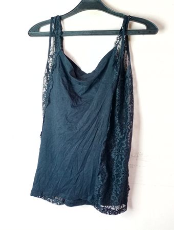 Tezenis Schwarzes Spitzenbesatz Cami Top