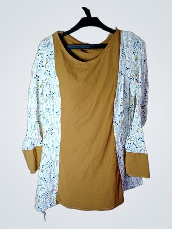 Damen Senfgelb und Blumenmuster Langarmtop