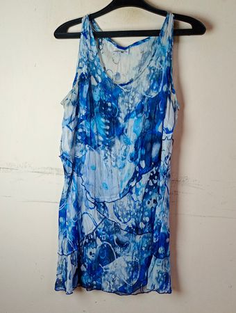 Liberty Woman Blau und Weiß Abstrakt Druck Ärmelloses Top