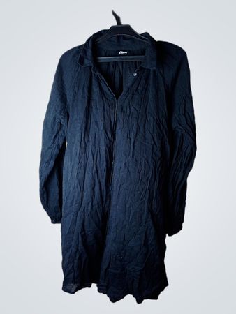 Etam Schwarzes Langarm-Knopfhemd Kleid
