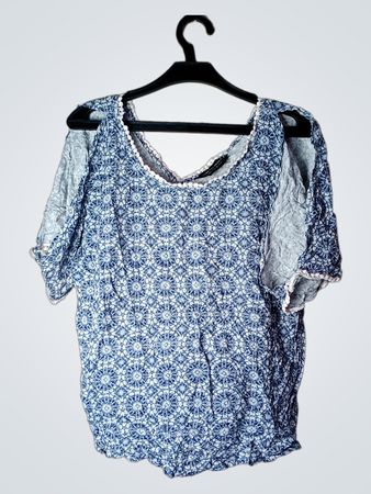 Dorothy Perkins Blau Gemusterte Cold Shoulder Bluse
