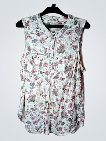 Per Una Floral Ärmelloses Knopf-Oben