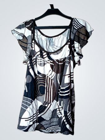 Damen Oberteil mit kurzem Arm im abstrakten Print