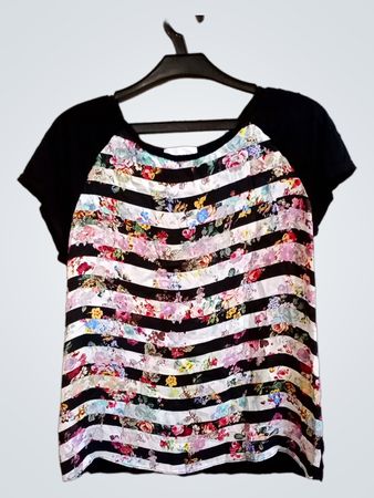 Promod Floral Stripe T-Shirt