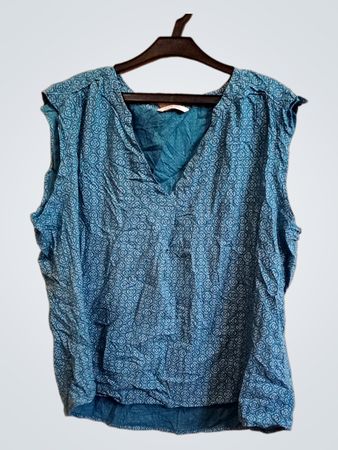 Camaieu Ärmellose Blaue Bedruckte Bluse