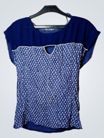 Etam Blau Bedrucktes Kurzarm-Top