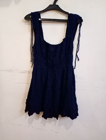 Stradivarius Marineblaues Smocked-Minikleid