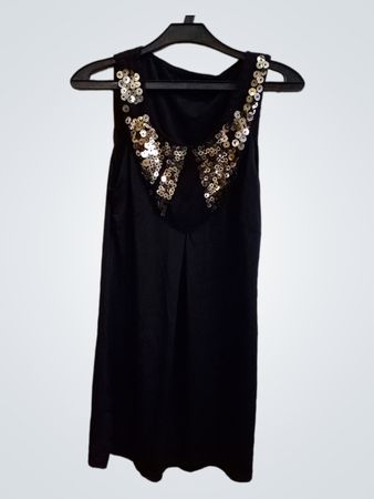 Schwarzes ärmelloses Kleid mit Pailletten