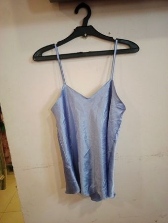 CANDA Made for C&A Hellblau Satin-Cami-Top