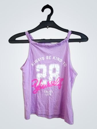 Lila Tanktop mit Grafik "Always be kind to yourself