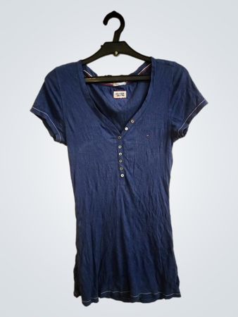 Tommy Hilfiger Denim Blau V-Ausschnitt Henley T-Shirt