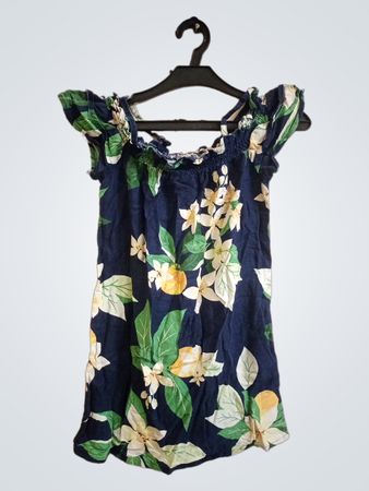 Blaues Blumenmusterkleid